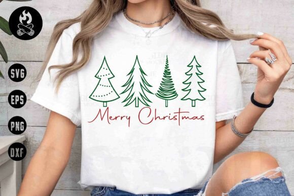 Merry Christmas Trees SVG PNG: Graphics for T-Shirt Designs