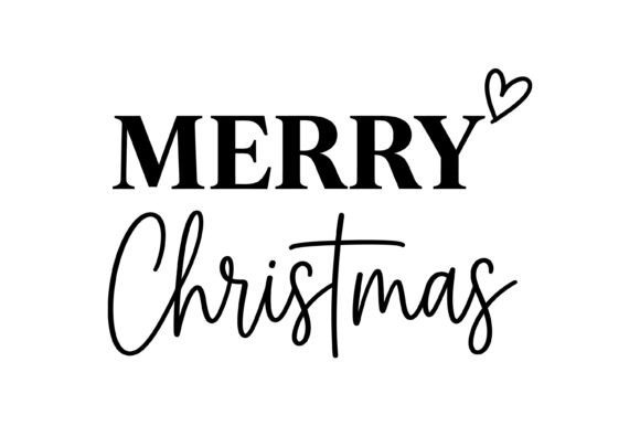 Simple Merry Christmas Heart: Graphics for T-Shirt Designs